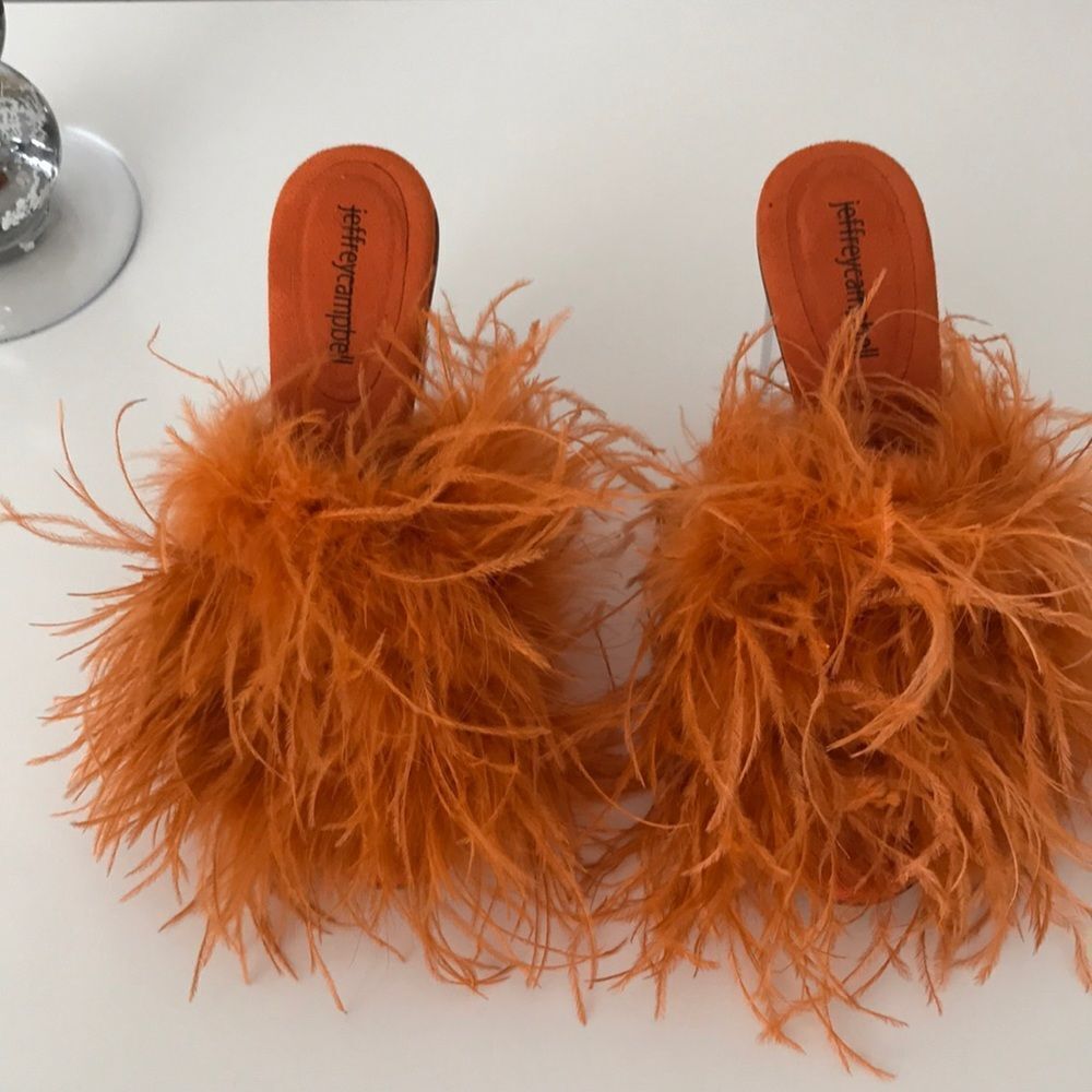Jeffrey Campbell Daisy Feather  Boa Heels size 10 - Picture 2 of 16